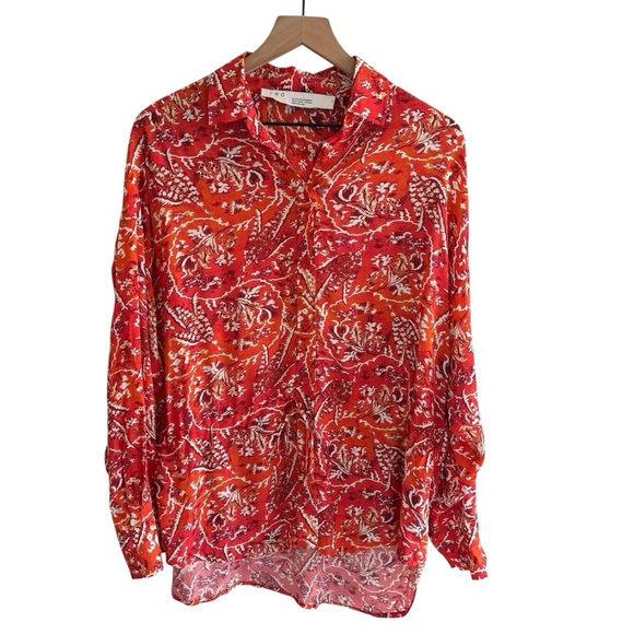IRO Jacto Gathered Button Up Abstract Floral Blouse Size EU 34/U.S. Size 4 - Picture 3 of 16